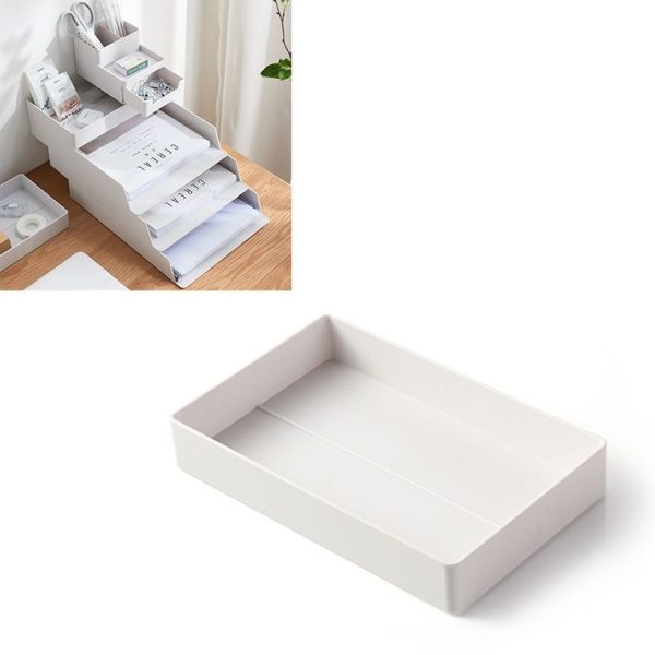 Desktop Removable Assembled Small File Storage Box (Grey White)