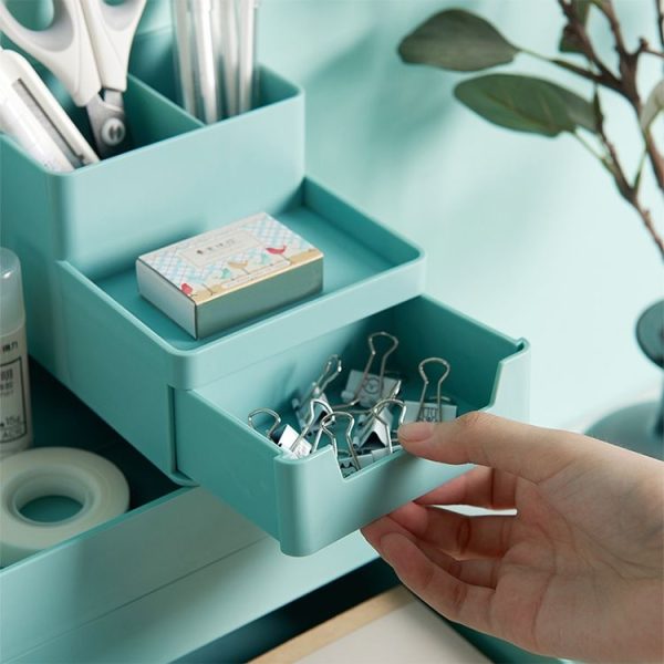 Desktop Removable Assembled Small File Storage Box (Grey White) - Image 10