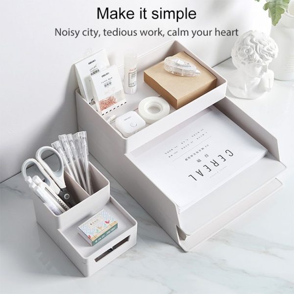 Desktop Removable Assembled Small File Storage Box (Grey White) - Image 6