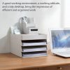 Desktop Removable Assembled Small File Storage Box (Grey White) - Image 9