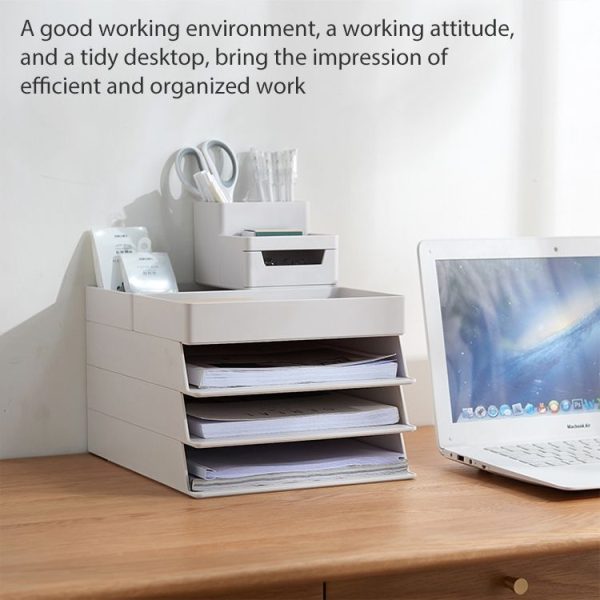 Desktop Removable Assembled Small File Storage Box (Grey White) - Image 9