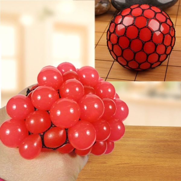 Anti Stress Face Reliever Grape Ball Extrusion Mood Squeeze Relief Healthy Funny Tricky Vent Toy (Red)