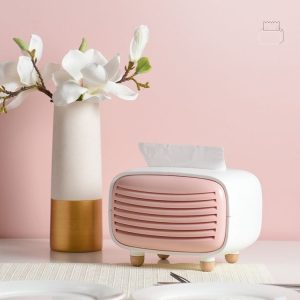 Creative Radio Shape Tissue Box Simple Household Plastic Desktop Storage Box, Size: 19x13.5x14cm (Pink)