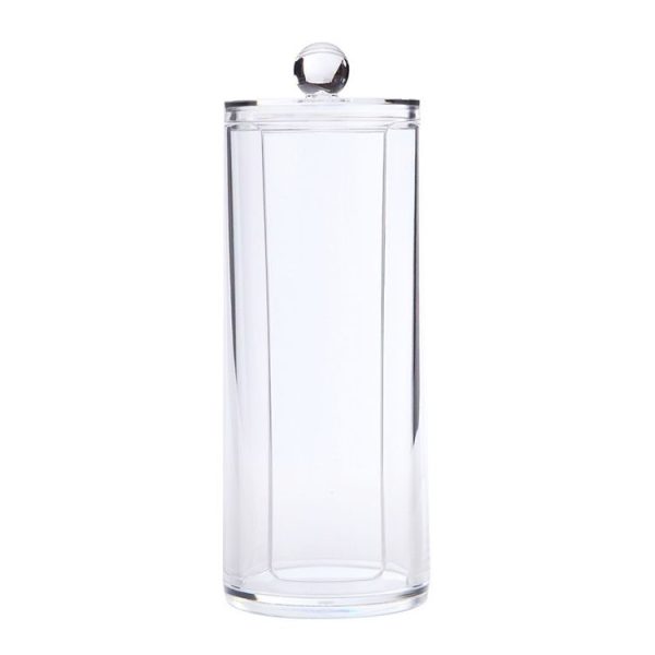 Transparent Heightened Round Plastic Cosmetic Box Cotton Pads Storage Box - Image 2