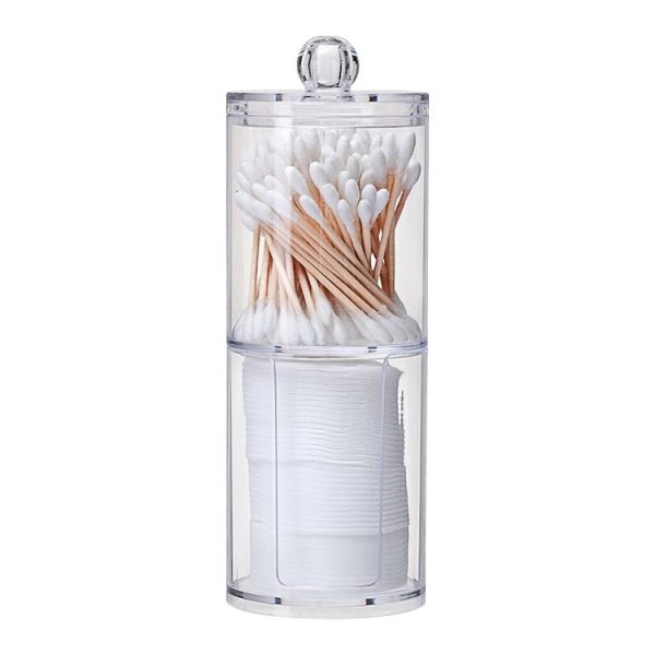 Transparent Round Plastic Cosmetic Box Cotton Swab Cotton Pads Combined Storage Box - Image 2