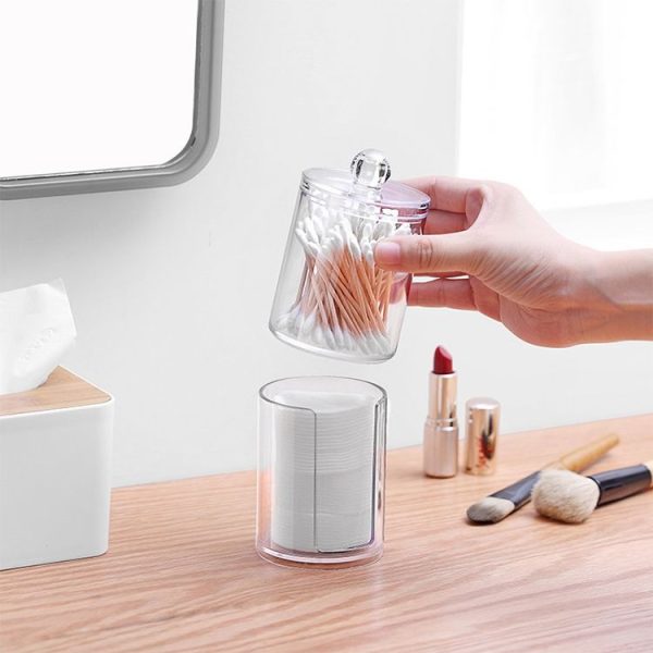 Transparent Round Plastic Cosmetic Box Cotton Pads Storage Box - Image 3