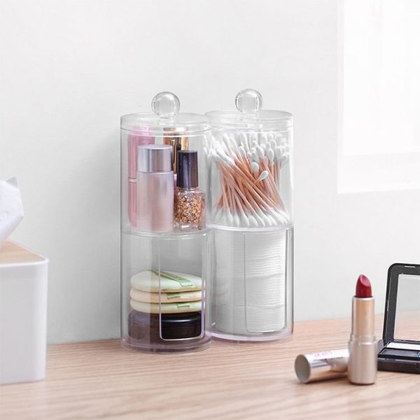Transparent Round Plastic Cosmetic Box Cotton Pads Storage Box - Image 4