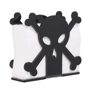 YX013-1 Acrylic Skull Table Paper Towel Organizer (Black)