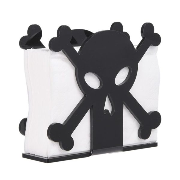 YX013-1 Acrylic Skull Table Paper Towel Organizer (Black)