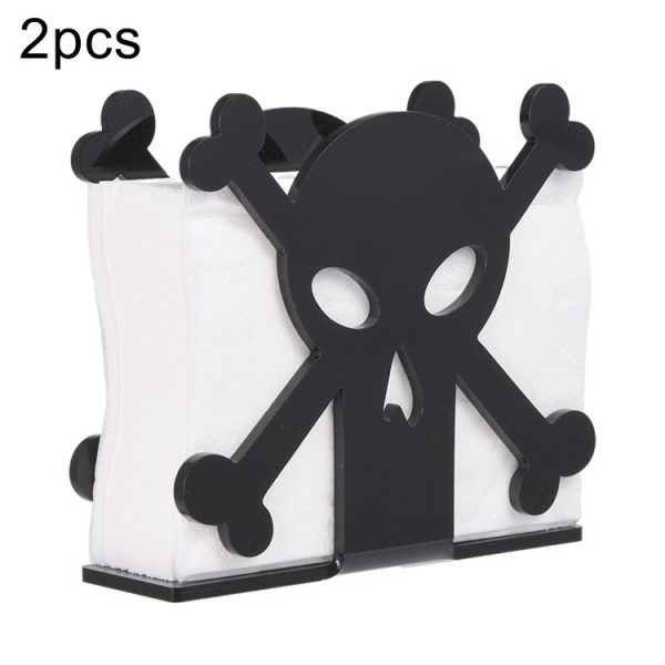 2pcs YX013-2 Acrylic Skull Table Paper Towel Organizer (Black)