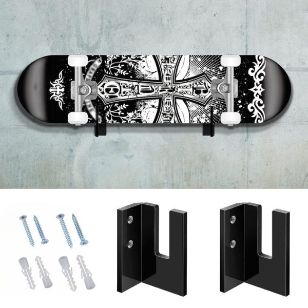 1 Pair YX028-1 Skateboard Wall-Mounted Display Holder (Black)