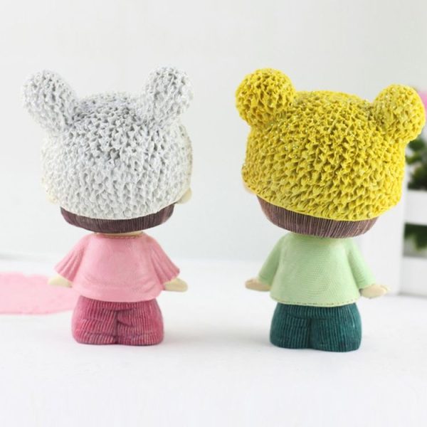 Creative Resin Cartoon Shaking Head Adorkable Couple Ornaments Car Home Bedroom Decoration Gifts - Image 5