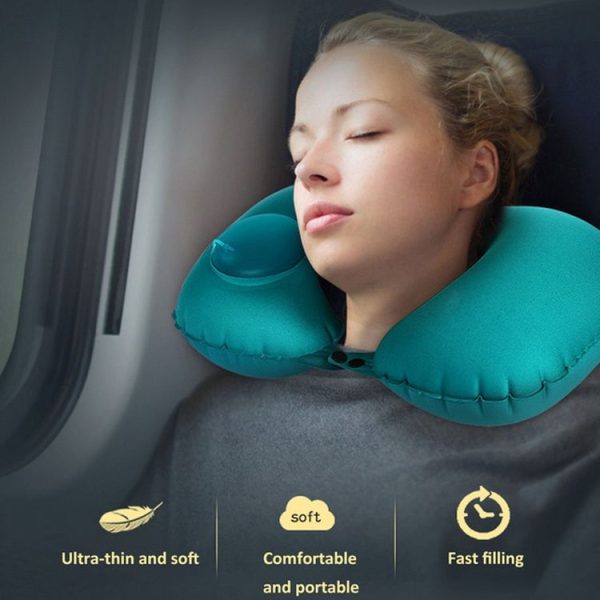 Portable Press Type Automatic Inflating Travel U-shape Neck Pillow (Grey) - Image 10
