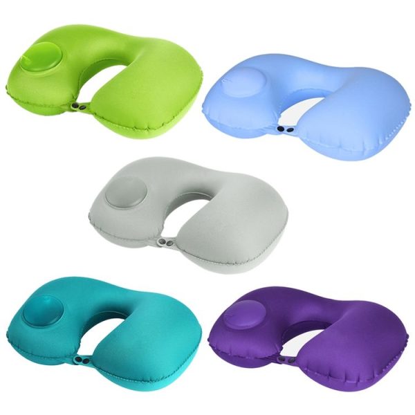Portable Press Type Automatic Inflating Travel U-shape Neck Pillow (Grey) - Image 11