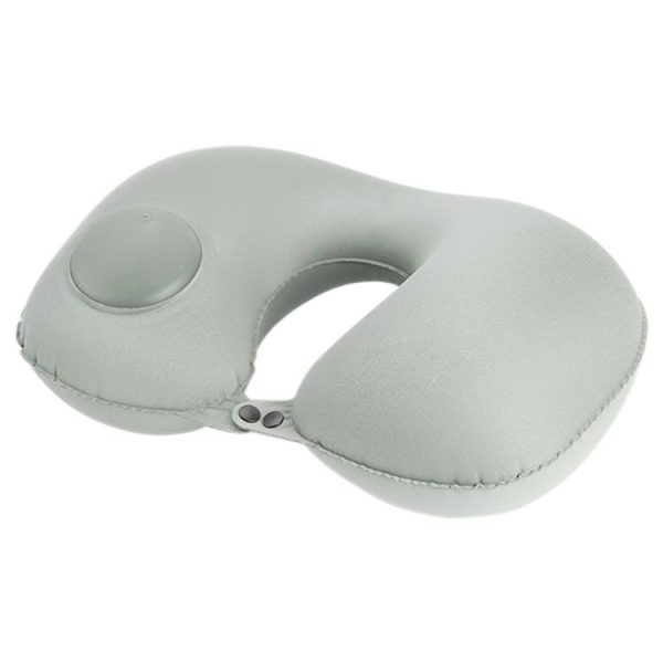 Portable Press Type Automatic Inflating Travel U-shape Neck Pillow (Grey) - Image 2