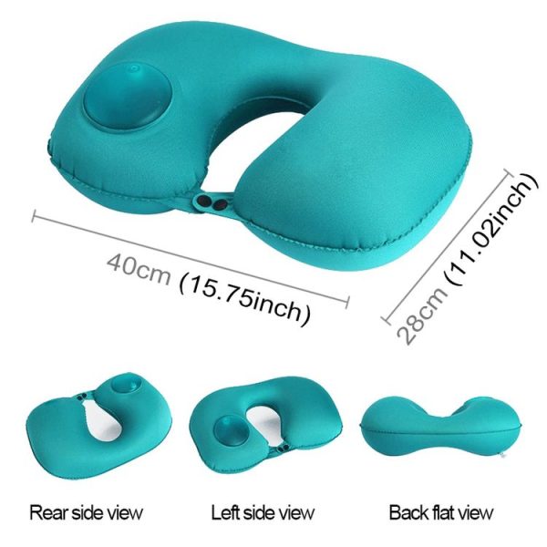 Portable Press Type Automatic Inflating Travel U-shape Neck Pillow (Grey) - Image 3