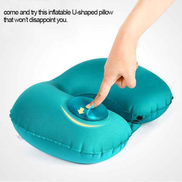 Portable Press Type Automatic Inflating Travel U-shape Neck Pillow (Grey) - Image 4