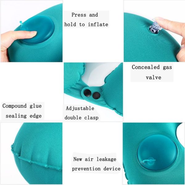 Portable Press Type Automatic Inflating Travel U-shape Neck Pillow (Grey) - Image 5