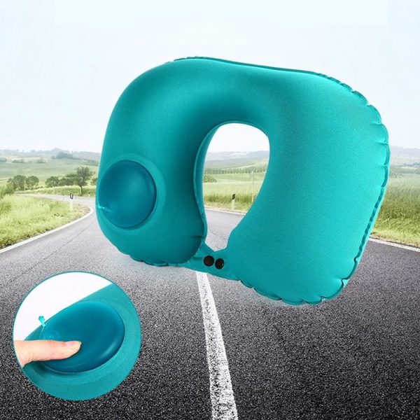 Portable Press Type Automatic Inflating Travel U-shape Neck Pillow (Grey) - Image 9