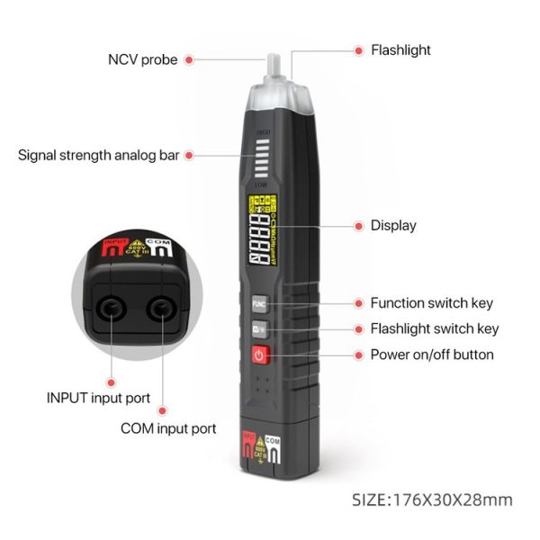 HABOTEST HT122 Multi-function Phase Sequence Digital Multimeter Smart Electricity Test Pen - Image 2