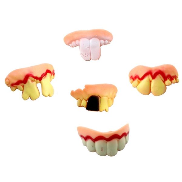 5 PCS Halloween Prank Funny Various Modelling Entire Scary Bucktooth Dentures Teeth Fake Braces for Party Club, Random Style Delivery - Image 2