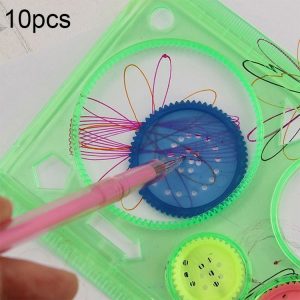 10pcs Creative Million Flower Ruler Geometric Learning Rules Drawing Tools Fixed Student Painting Set Creative, Random Color Delivery