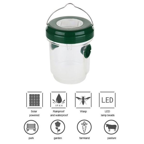 Solar Powered LED Fly Bee Trap Catcher Insect Control Tool - Image 5