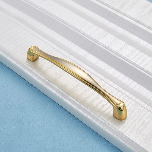 4092-128 Double Gold Drawer Cabinet Door Silver Black Handle - Image 2