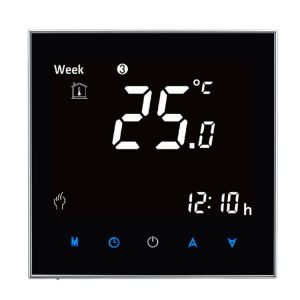 BHT-2001 3A Load Water Heating Type LCD Digital Heating Room Thermostat, Display Clock / Temperature / Time / Week / Heat etc. (Black)