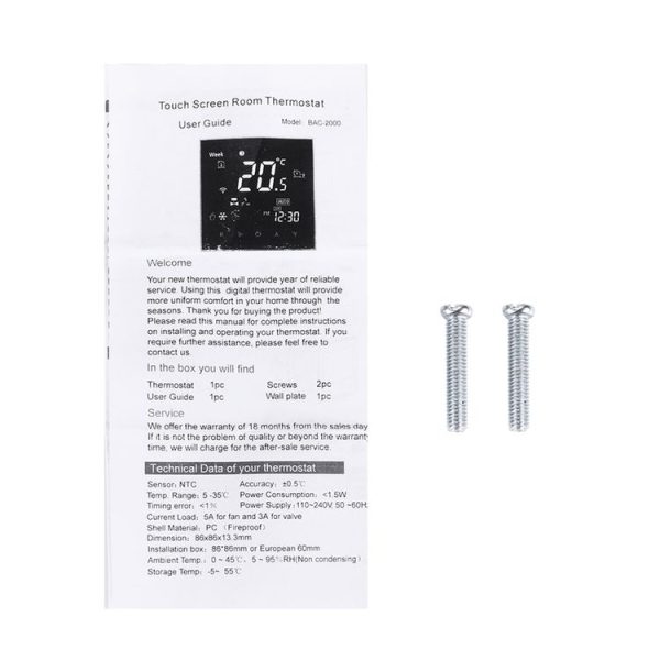 BHT-2001 3A Load Water Heating Type LCD Digital Heating Room Thermostat, Display Clock / Temperature / Time / Week / Heat etc. (Black) - Image 6