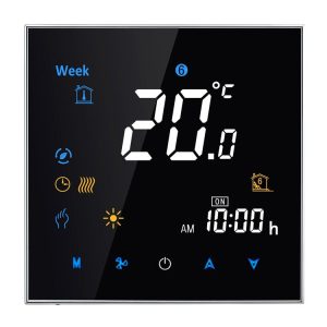 BHT-3001 16A Load Electronic Heating Type LCD Digital Heating Room Thermostat with Sensor, Display Clock / Temperature / Time / Week / Heat etc. (Black)