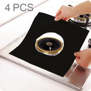 4 PCS Gas Furnace Surface Ultra-thin Fibre Material Thickened Stovetop Protective Cleaning Pad, Size: 27*27 cm (Black)