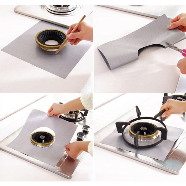 4 PCS Gas Furnace Surface Ultra-thin Fibre Material Thickened Stovetop Protective Cleaning Pad, Size: 27*27 cm (Black) - Image 6