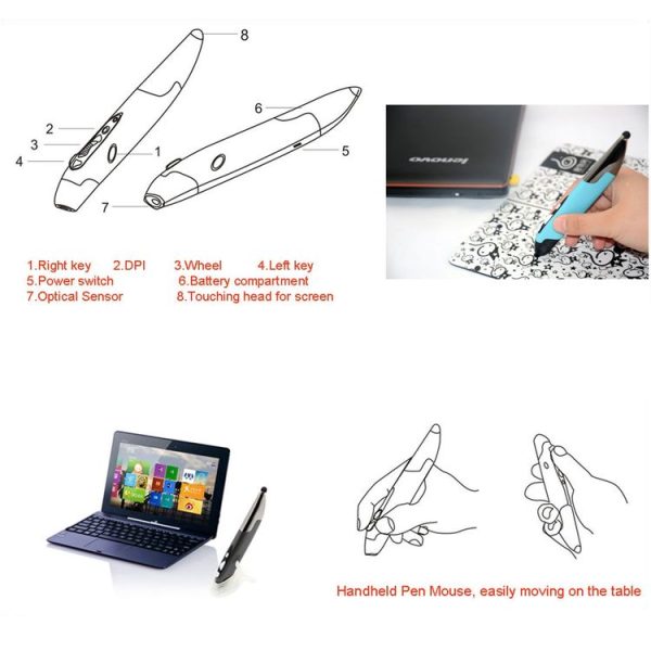 2.4GHz Innovative Pen-style Handheld Wireless Smart Mouse for PC Laptop (Grey) - Image 7