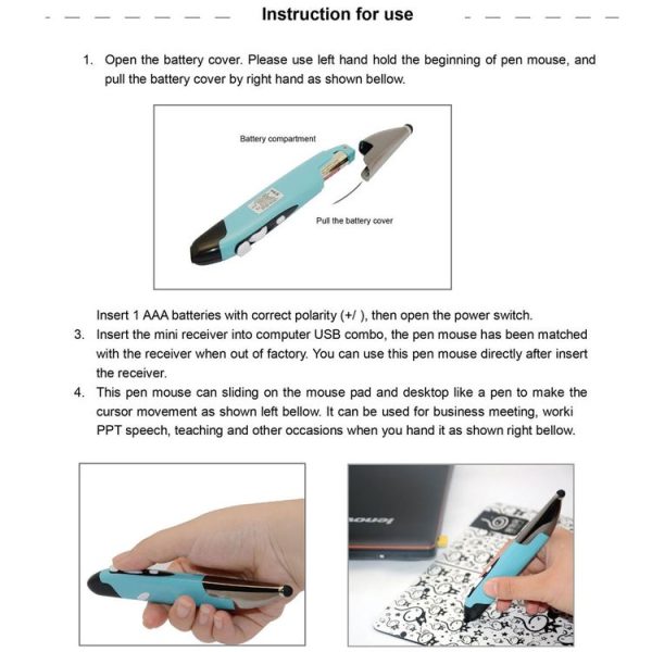 2.4GHz Innovative Pen-style Handheld Wireless Smart Mouse for PC Laptop (Grey) - Image 8