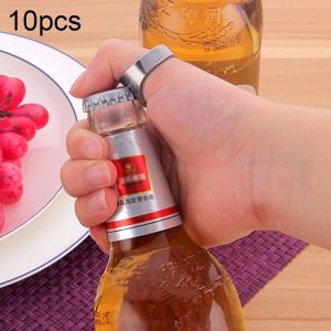 10pcs Ring Style Metal Beer Bottle & Can Opener, Inner Diameter: 2.2cm (Silver)