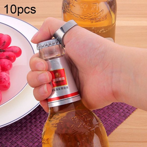 10pcs Ring Style Metal Beer Bottle & Can Opener, Inner Diameter: 2.2cm (Silver)