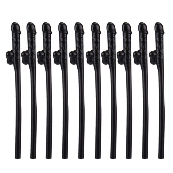 10 PCS Dicky Sipping Straw, Length: about 19cm (Black)