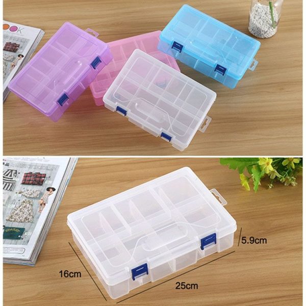 Double layer 8 Slots Plastic Jewelry Box Organizer Storage Container with Adjustable Dividers (Purple) - Image 3