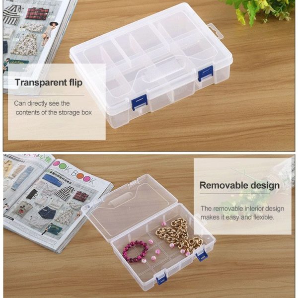Double layer 8 Slots Plastic Jewelry Box Organizer Storage Container with Adjustable Dividers (Purple) - Image 5