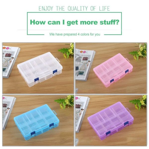 Double layer 8 Slots Plastic Jewelry Box Organizer Storage Container with Adjustable Dividers (Purple) - Image 6