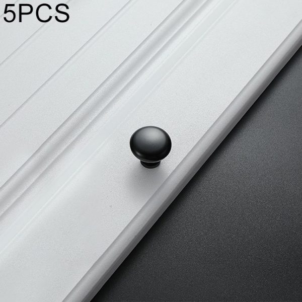 5 PCS 4203 Matte Black Single Hole Solid Zinc Alloy Round Handle for Cabinet Wardrobe Drawer Door