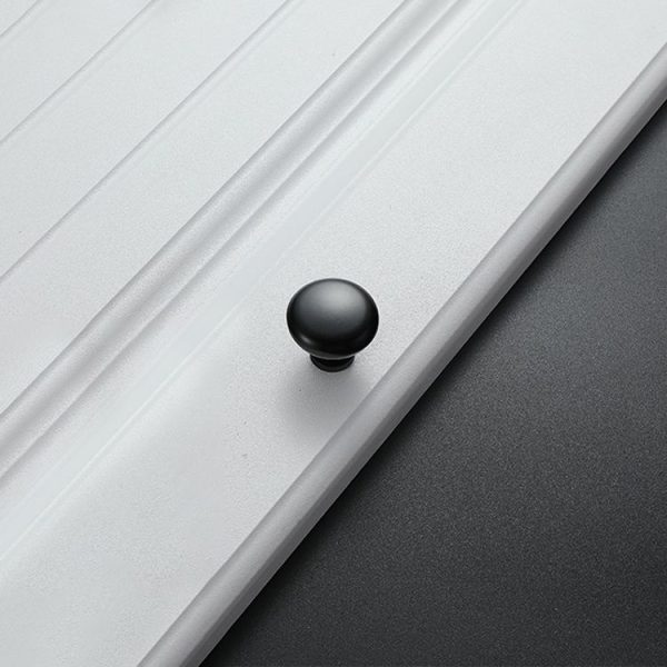 5 PCS 4203 Matte Black Single Hole Solid Zinc Alloy Round Handle for Cabinet Wardrobe Drawer Door - Image 2