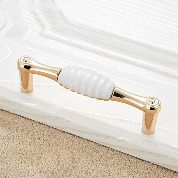 3 PCS 5002-96 Gold Imitated Zinc Alloy Ceramic Handle for Cabinet Wardrobe Drawer Door, Hole Spacing: 96mm - Image 2