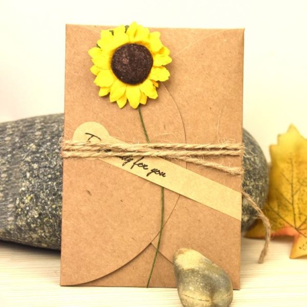 10 PCS Festival Creative DIY Retro Kraft Paper Handmade Small Dry Flower Greeting Card Birthday Card - Image 2