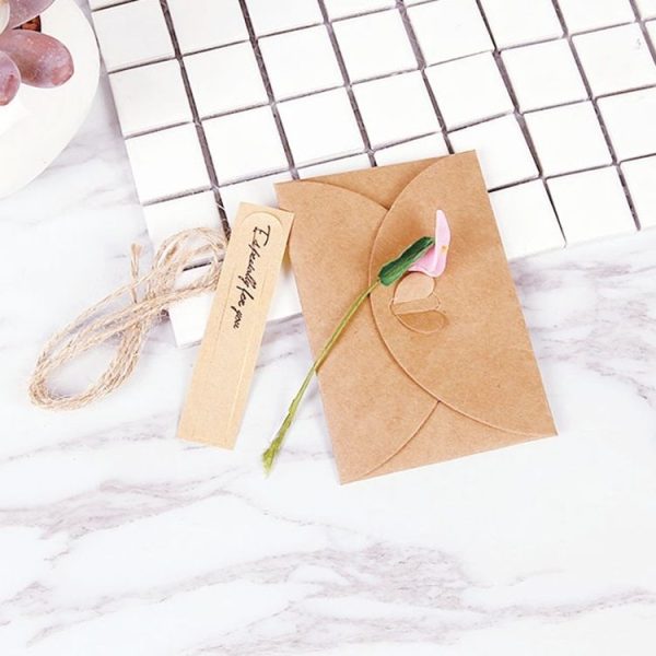 10 PCS Festival Creative DIY Retro Kraft Paper Handmade Small Dry Flower Greeting Card Birthday Card - Image 4