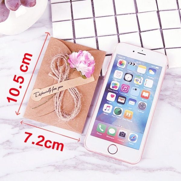 10 PCS Festival Creative DIY Retro Kraft Paper Handmade Small Dry Flower Greeting Card Birthday Card - Image 5