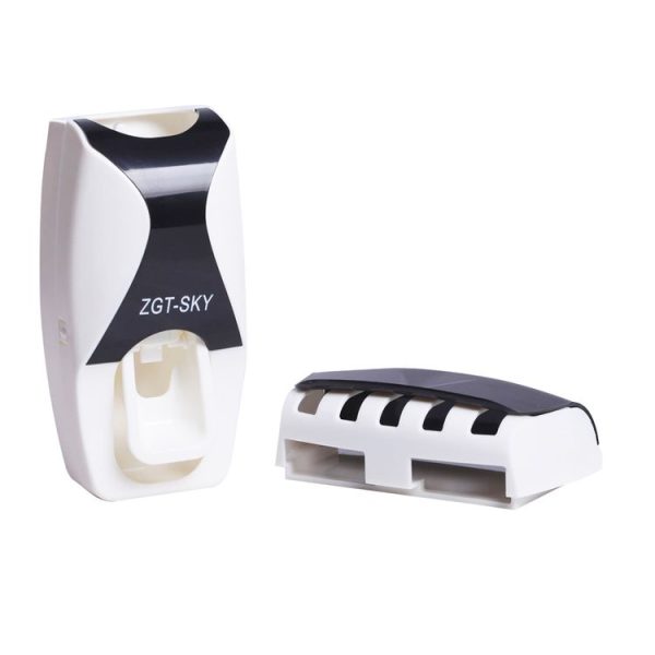 Automatic Toothpaste Dispenser Set with 5 Toothbrush Holder (Black) - Image 2