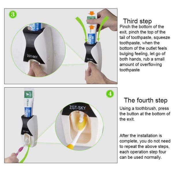 Automatic Toothpaste Dispenser Set with 5 Toothbrush Holder (Black) - Image 5