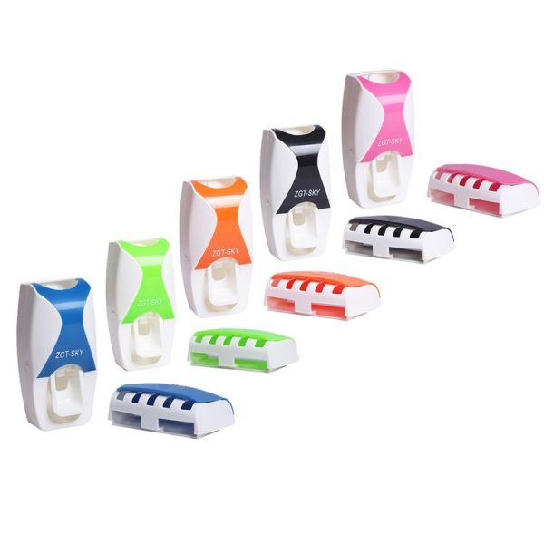 Automatic Toothpaste Dispenser Set with 5 Toothbrush Holder (Black) - Image 7